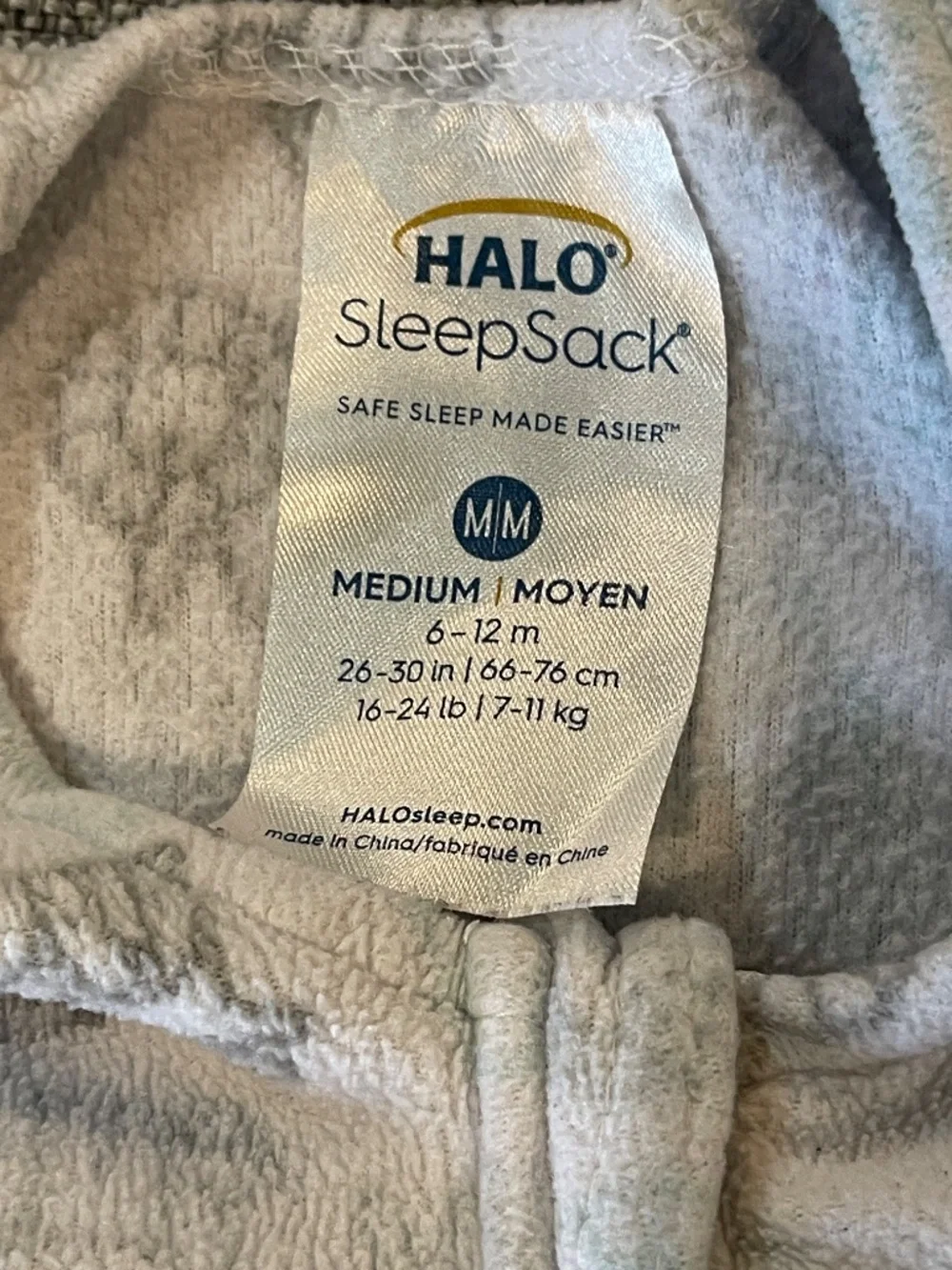 Halo Baby Fleece Sleep Sack Size Medium 6-12 Months Gray Safari Jungle